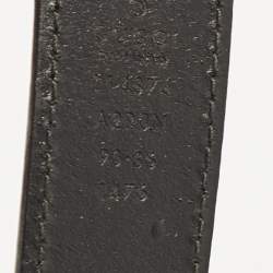 Pre Owned Gucci Black Leather Interlocking G Buckle Belt 90CM