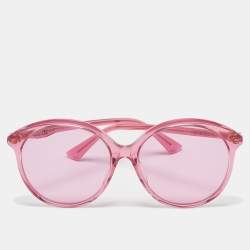 Pre Owned Gucci Pink GG0257SA Oversized Round Sunglasses