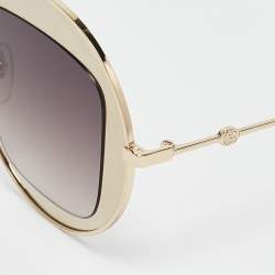 مملوكة مسبقًا نظارة شمسية مستديرة قوتشي GG0105S متدرجة بنية / ذهبية