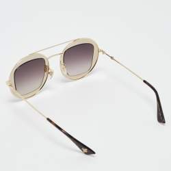 مملوكة مسبقًا نظارة شمسية مستديرة قوتشي GG0105S متدرجة بنية / ذهبية