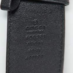 Pre Owned Gucci Black Leather GG Marmont Buckle Belt 80CM