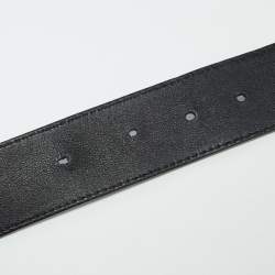 Pre Owned Gucci Black Leather GG Marmont Buckle Belt 80CM