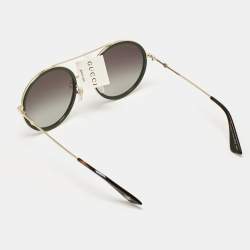 Gucci Gold Tone/Green Gradient GG0061S Web Round Sunglasses