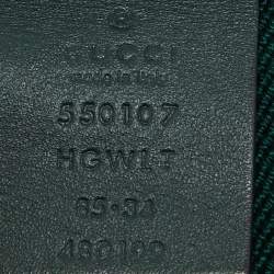 Pre Owned Gucci Green/Red Stretch Web Plexi Double G Buckle Belt 85 CM