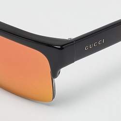 Pre Owned Gucci Black/Green Orange Mirrored GG3710S Half Rim Sunglasses