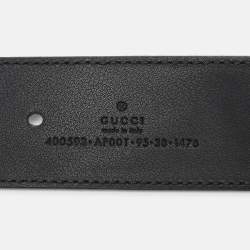 Gucci Black Leather GG Marmont Buckle Belt 95CM