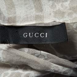 Gucci Grey Horsebit Detail Printed Cotton Scarf
