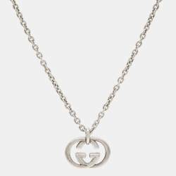 Pre Owned Gucci Interlocking G Sterling Silver Necklace