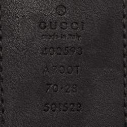 مملوكة مسبقًا Gucci Black Leather GG Marmont Buckle Belt 70CM