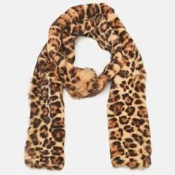 Gucci Leopard Print Silk and Lapin Rex Fur Stole 