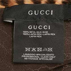 Gucci Leopard Print Silk and Lapin Rex Fur Stole 