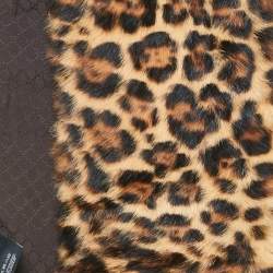 Gucci Leopard Print Silk and Lapin Rex Fur Stole 