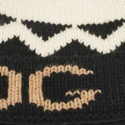 Gucci Black/White GG Wool Rib Knit Beanie L
