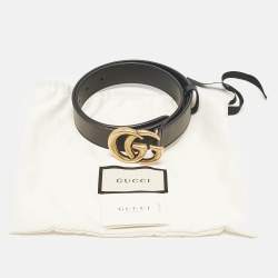 Gucci Black Leather GG Marmont Buckle Belt 70CM
