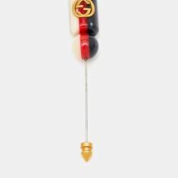 Gucci GG Resin Two Tone Metal  Lapel Pin