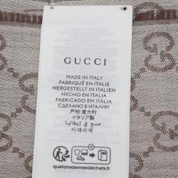 Pre Owned Gucci Beige GG Knitted Wool/Silk Blend Fringed Scarf
