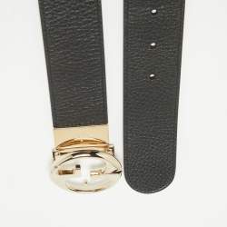 Pre Owned Gucci Black/Pink Leather 1973 Reversible Belt 80 CM