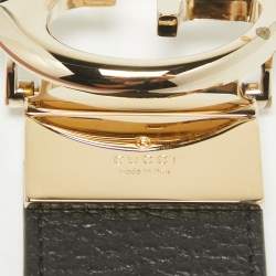 Pre Owned Gucci Black/Pink Leather 1973 Reversible Belt 80 CM