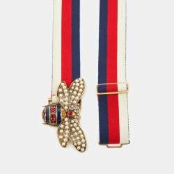 Pre Owned Gucci Multicolor Web Canvas Queen Margaret Bee Belt 80CM