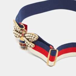 Pre Owned Gucci Multicolor Web Canvas Queen Margaret Bee Belt 80CM