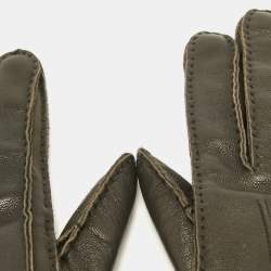 Gucci Brown Leather Web Horsebit Gloves Size 7