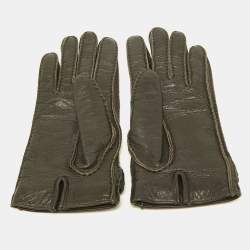Gucci Brown Leather Web Horsebit Gloves Size 7
