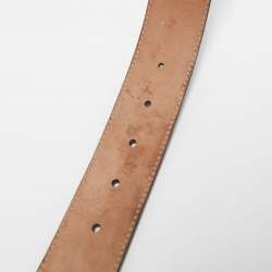 Pre Owned Gucci Black Leather Interlocking G Buckle Belt 85CM