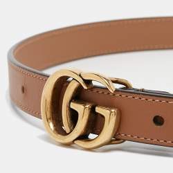 Pre Owned Gucci Brown Leather GG Marmont Waist Belt 85 CM