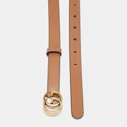 Pre Owned Gucci Brown Leather GG Marmont Waist Belt 85 CM