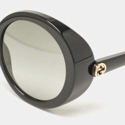 Pre Owned Gucci Black GG0376S Interlocking G Round Sunglasses