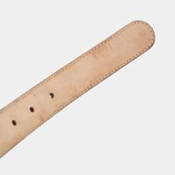 Pre Owned Gucci Black Leather Interlocking G Slim Buckle Belt 80CM