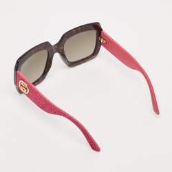 Pre Owned Gucci Brown/Pink Gradient GG102S Square Sunglasses