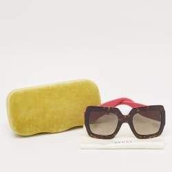 Pre Owned Gucci Brown/Pink Gradient GG102S Square Sunglasses