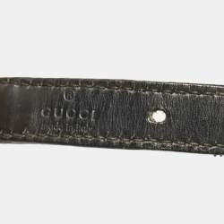 Gucci Black Leather and Web Canvas Chain Detail Slim Buckle Belt 95CM