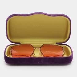 Pre Owned Gucci Pink Gold Tone Metal GG0436S Sunglasses