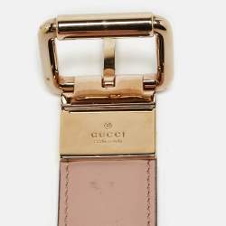 Gucci Pink/Beige GG Supreme Canvas and Leather Buckle Reversible Belt
