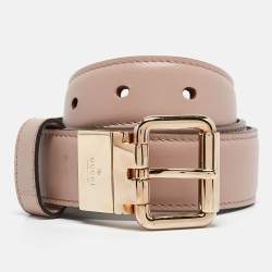 Gucci Pink/Beige GG Supreme Canvas and Leather Buckle Reversible Belt