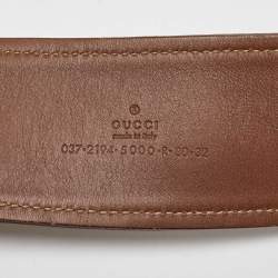 Pre Owned Gucci Brown GG Canvas and Leather Buckle Wide Waist Belt 80CM