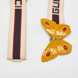 Pre Owned حزام غوتشي إبزيم فراشة شريط مرن بيج 85 سم