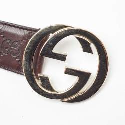 Gucci Brown Guccissima Leather Interlocking G Buckle Belt 80CM