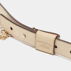 Pre Owned Gucci Light Beige Nubuck Leather Chain Detail Waist Belt 90CM