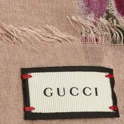 Gucci Pink/Beige GG Blooms Print Silk Blend Square Scarf