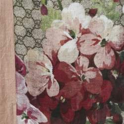 Gucci Pink/Beige GG Blooms Print Silk Blend Square Scarf