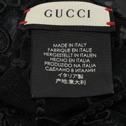 Gucci Black GG Embroidered Tulle Gloves L