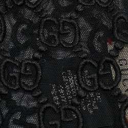 Gucci Black GG Embroidered Tulle Gloves L