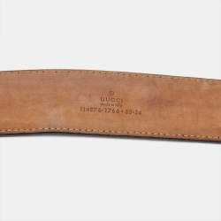 Pre Owned Gucci Metallic GG Canvas and Leather Interlocking G Buckle Belt 85CM