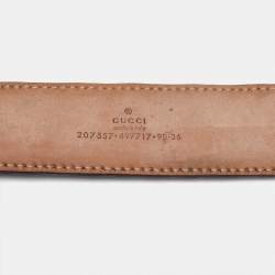 مملوكة مسبقًا Gucci Dark Brown Crocodile Leather Crest Buckle Belt 90CM