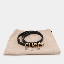 مملوكة مسبقًا حزام غوتشي إبزيم غوتشي جلد أسود 85 سم