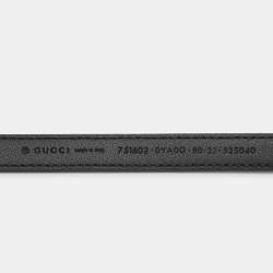 مملوكة مسبقًا حزام غوتشي إبزيم غوتشي جلد أسود 85 سم