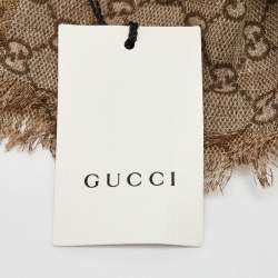 Pre Owned Gucci Brown Big Panshie GG Print Wool Shawl